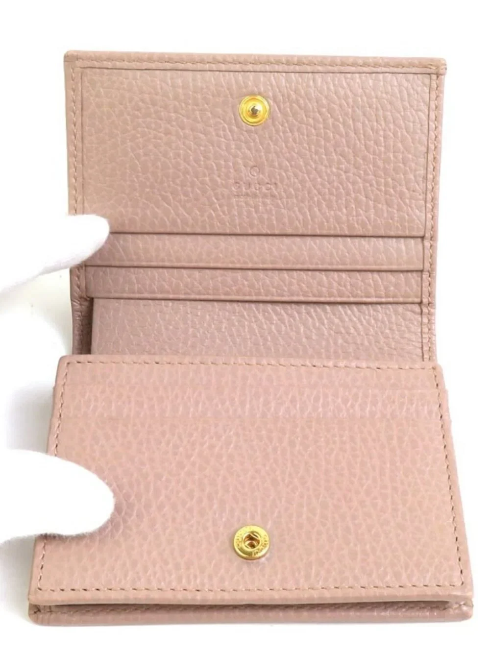 GUCCI GG Marmont Bifold Wallet Beige Leather - - Picture 6 of 9